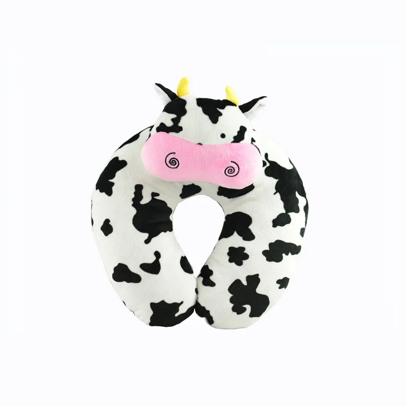 
chinese animal style printed or embroidery travel custom Super soft plush microdead filled kids baby neck pillow for car home 