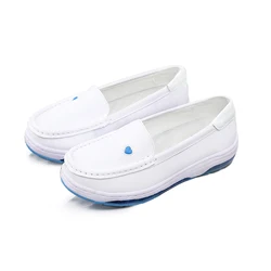 Wholesale Non-Slip Women Comfortable Air Cushion Mom Wedge Heels Leather Hospital White Nurse Shoes
