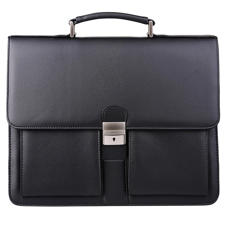 Fashion Vintage Business Shoulder Laptop Bag Mens New PU Leather Briefcase with Lock