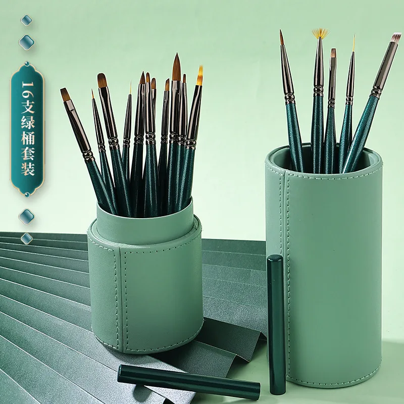 Набор кистей для маникюра, профессиональный набор из 16 предметов для нанесения акрилового УФ-геля, точек для ногтей, для рисования и вытягивания линий