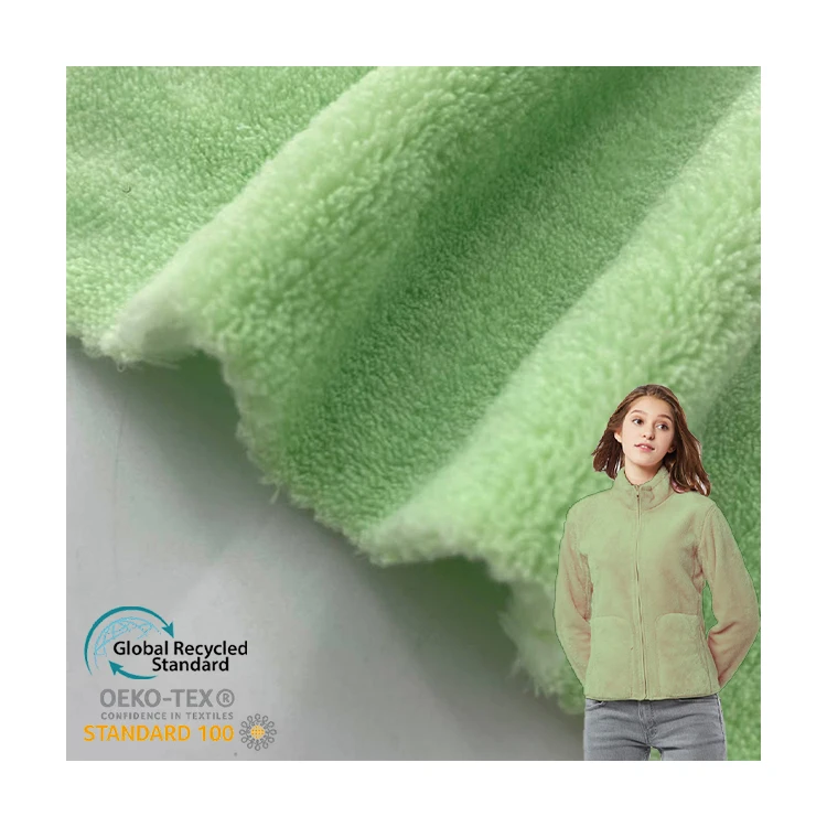 Custom 100% polyester super soft touch mint green double side coral fleece fabric for blanket