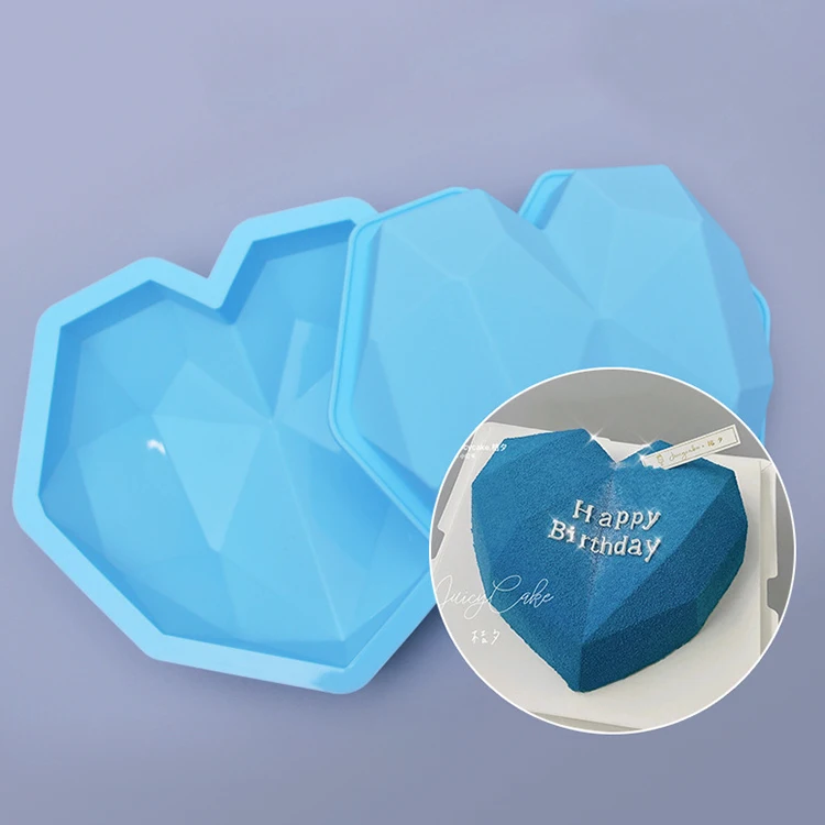 3D Diamond Love Heart Shape Food Grade Silicone Molds Microwave Refrigerator Safe Baking Bread Cake Molds For DIY Kitchen Tools