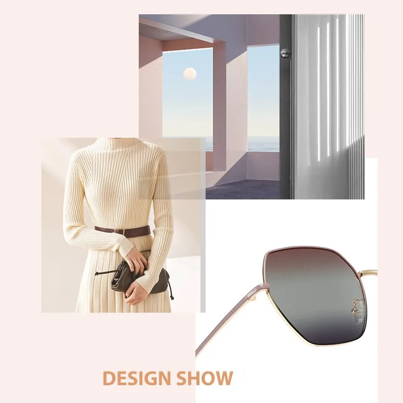 Frame Hexagon Front Sunglasses Unisex Driving Leisure Gradient Polarized Sunglasses Custom Shades Manufacturers Wholesale Metal