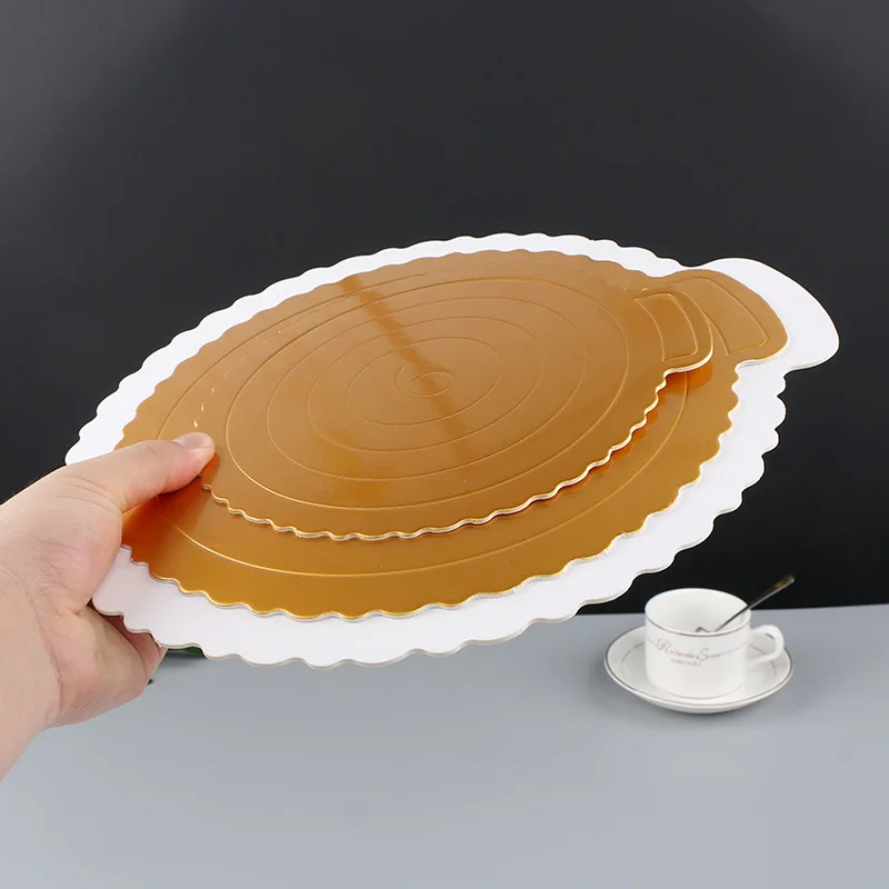 Wholesale White Card Gold Thickened Base Birthday Cake Round Tray Hard Paper Mat Mousse Pastry 4/6/8/10/12 Inch