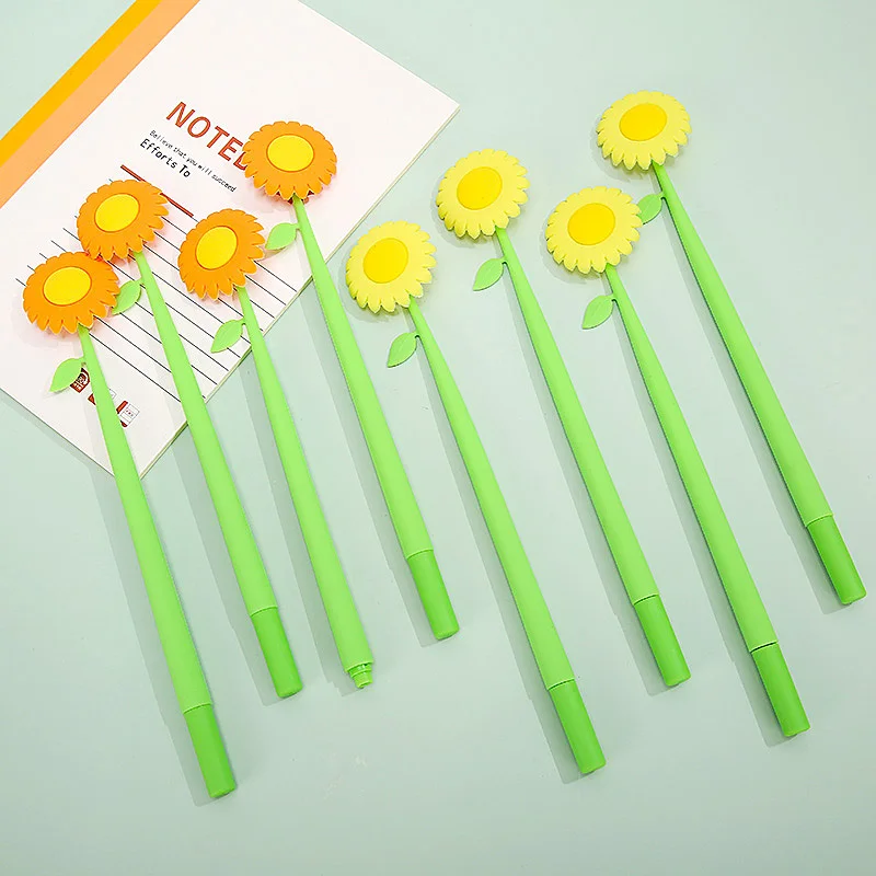 Office School Supplies Sun Flower Pen Silicone 3D Soft Touch Gel Pen Custom Wholesale Pens Cute