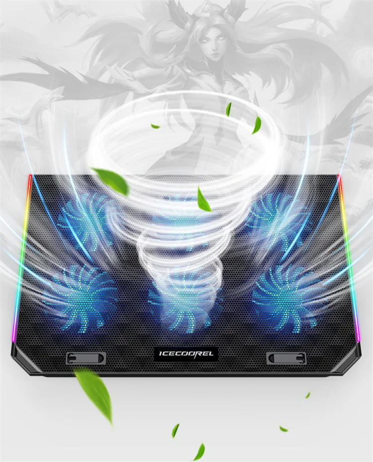 Adjustable Laptop Cooling Stand  With RGB Backlight Gaming Laptop Cooling Pad For Desk