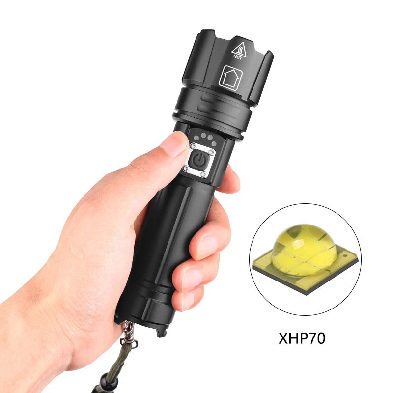Высокий люмен XHP70 светодиодный USB супер яркий фонарик вспышка Мощный Ручной аккумулятор перезаряжаемый