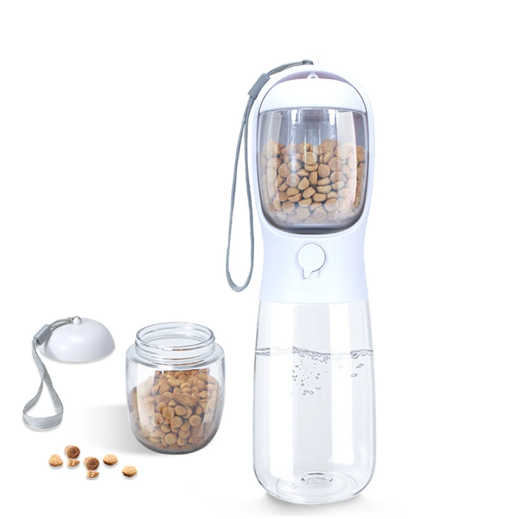 Multifunction Water Bottle For Pet With Food 550ML Food Grade Plastic Travel Portable Pet Water Bottle And Dispenser