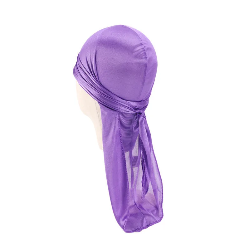 Wholesale Baby Custom Silky Soft Beanie Bandana Skull Durag With Long Tail Wide Straps Headwrap Pirate Cap Muslim Turban