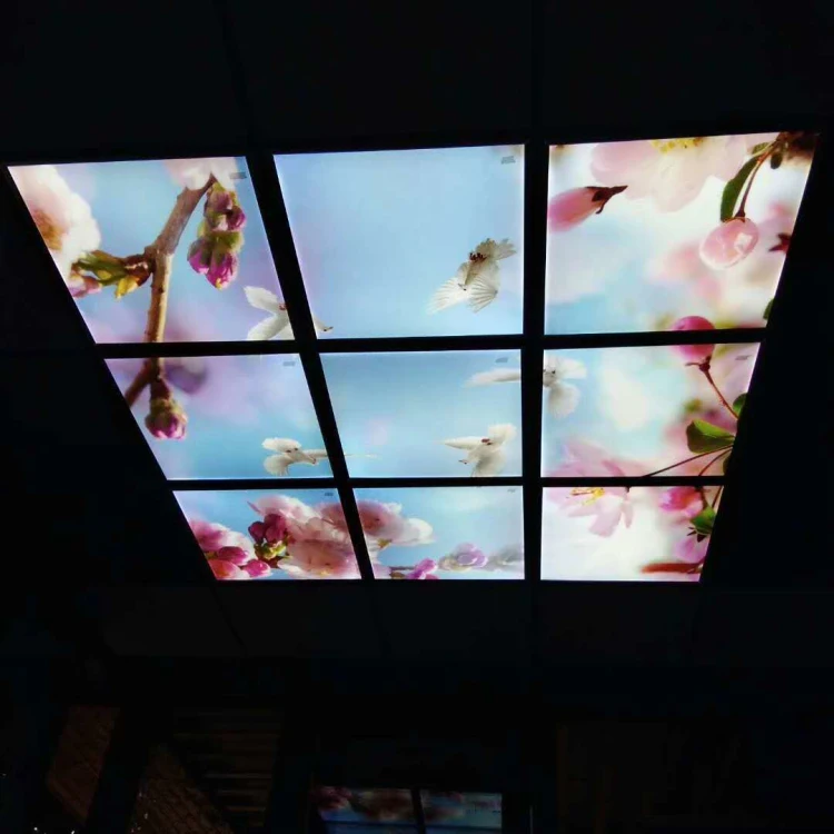 Leaf Tree Vision Ceiling Lamp Blue Sky Version Splendid Edge-lit Flat Dimming Panel Lights PMMA LGP Recessed Lights