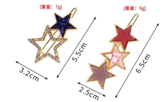 BELLEGIRL new design hot selling hair clip accessories factory Colorful cute geometric hollow star alloy women hair clips