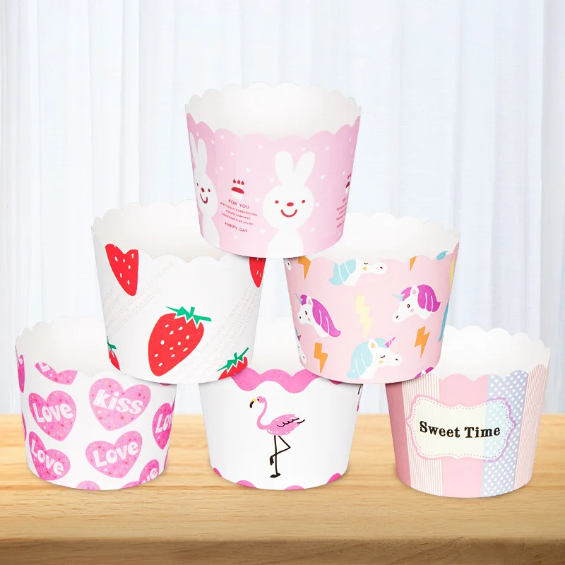 Small 50 packs of disposable cute pattern muffin cup high temperature baking cake paper cups