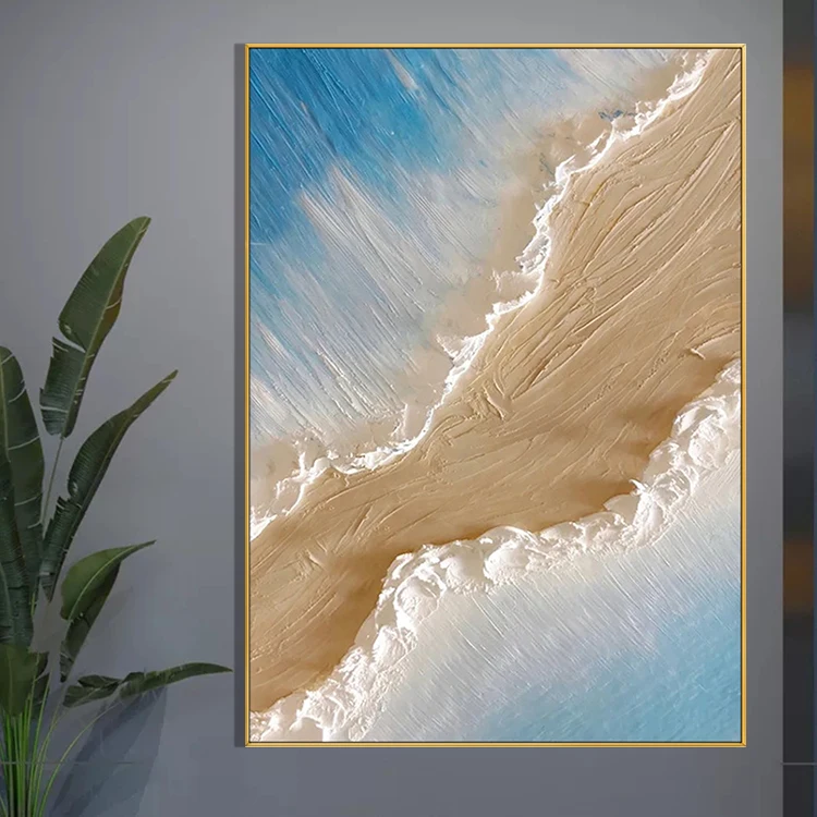 China Dafen Wholesale Ocean Waves Textured Handmade Seascape Decor Oil Painting Style on Canvas Art