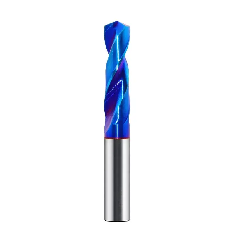 Blue 63 HRC Tungsten Steel Carbide Twist Drill Bits for Hard Metal