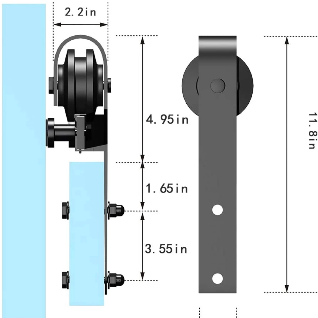 AAG Heavy Duty Modern Style Single Slide Track Waterproof Wooden Door Rails J Shape Sliding Doors Hardware Kits