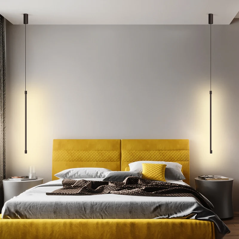 
Nordic Design Modern Black LED Hanging Suspended Pendant Lights Lamp for Bedroom Living Room Loft Nordic Home Decorative 