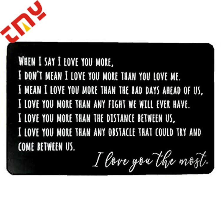 Выгравированная Юбилейная подарочная карта с мини Love Note из нержавеющей стали металлический кошелек подарочные карты для