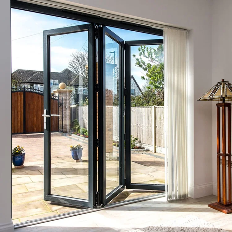 Factory Price Aluminum Glass Aluminium bi fold Sliding Doors Folding Patio Doors Double Glazed Aluminium Bifold Door For Villa