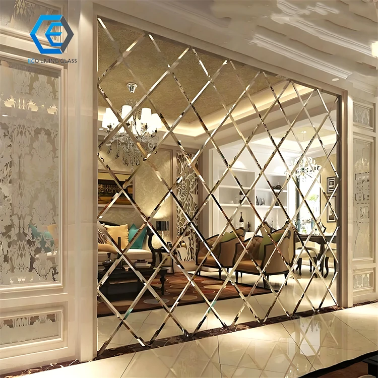 Clear Silver Copper Free Beveled Bathroom Mosaic Antique Decorative Mirror