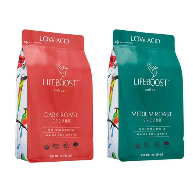 Laminated Stand up 250g 340g 500g 1kg Custom Foil Coffee Bean Packaging Snack Food Mylar Bag Zipper