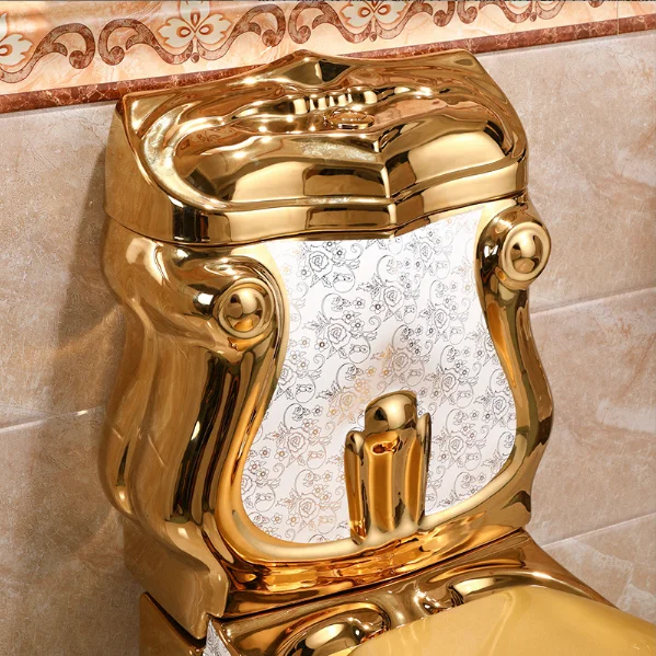Hot Sale S Trap Golden Sanitary Wares Wc Ceramic Diamond Golden Toilet