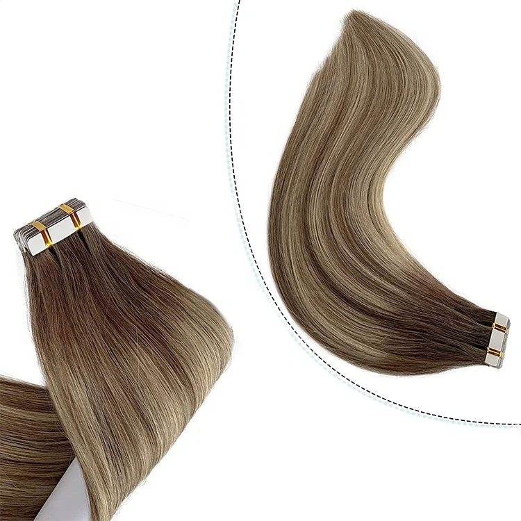 2024 Hot selling Products Natural Black Color 50g per Bundle 2.5g per Strand Double Drawn Tape in Human Hair Balayage Color