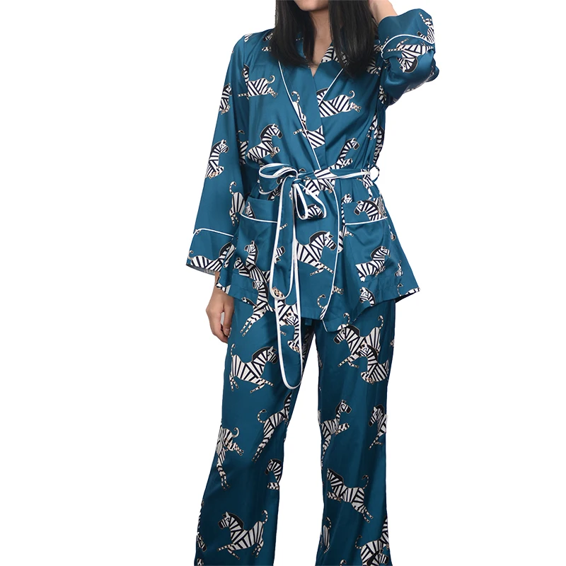 
Guixiu new style Zebra print robe suit Two piece set of animal printed pajamas 