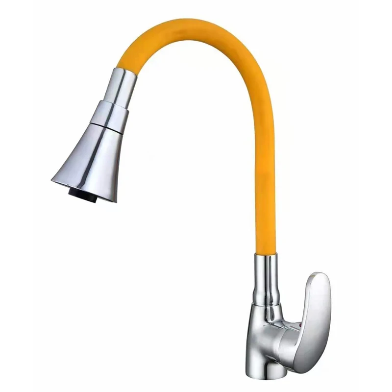 Single Lever Deck Mounted Swiving Silicon Spout Goose Neck Kitchen Faucet
