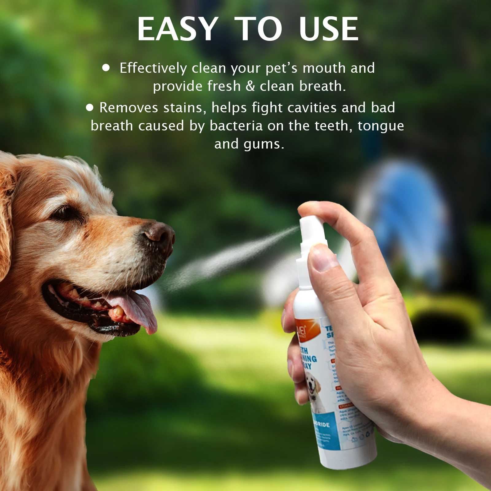 Custom Wholesale 120ml Pet Dental Gum Care Removes Stain Oral Fresh Teeth Cleaning Spray for Dogs and Cats with Fluoride