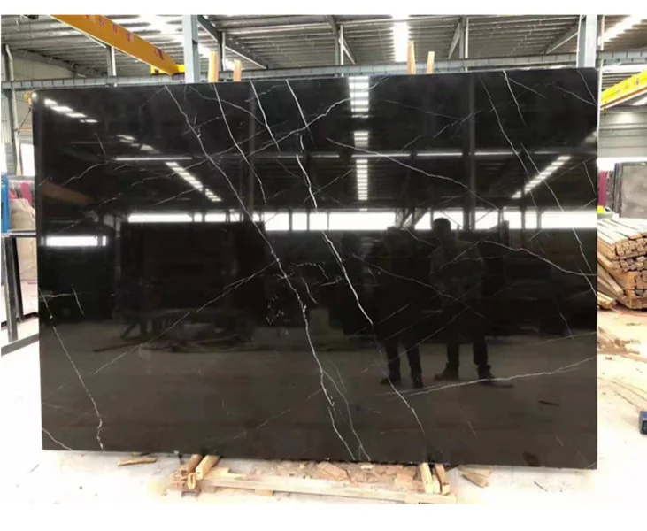 Chinese Cheap Black Marble Slabs For Interior Building Nero Marquina Marble Tile And Slab