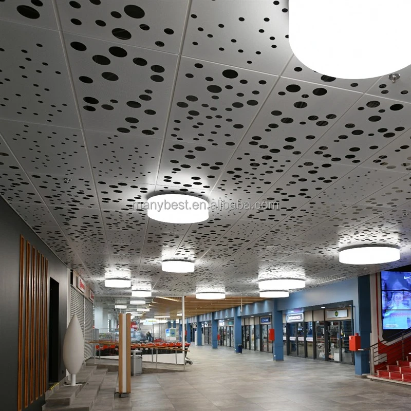 Modern creative decor for store shopping mall restaurant perforated metal suspended ceiling system