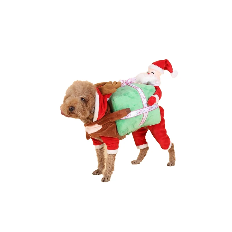 Funny Christmas Pet Cosplay Santa Claus Costume Puppy Sweater Coat Clothes