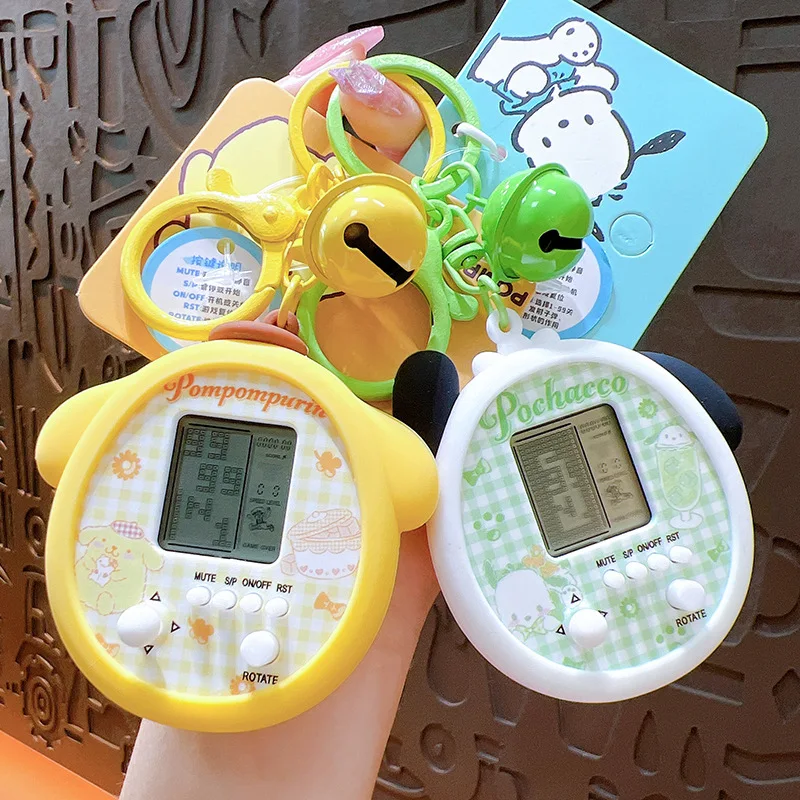 Official Cartoon Cute Melody Kuromi Pochacco Game Machine Keyrings Portable Keychains Car Key Schoolbag Pendant Promotion Gifts