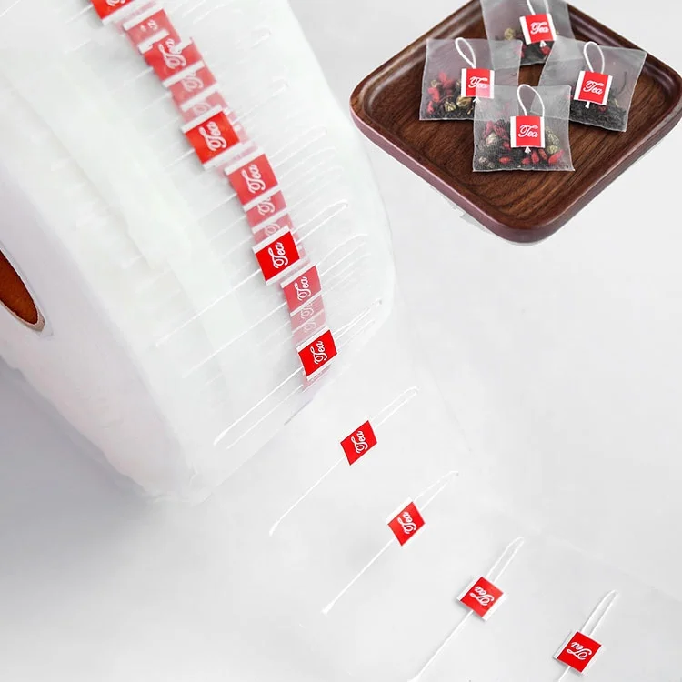 Wholesale pla Corn Fiber mesh Tea Bag filter Packaging Roll with string and tag Biodegradable mesh tea bag