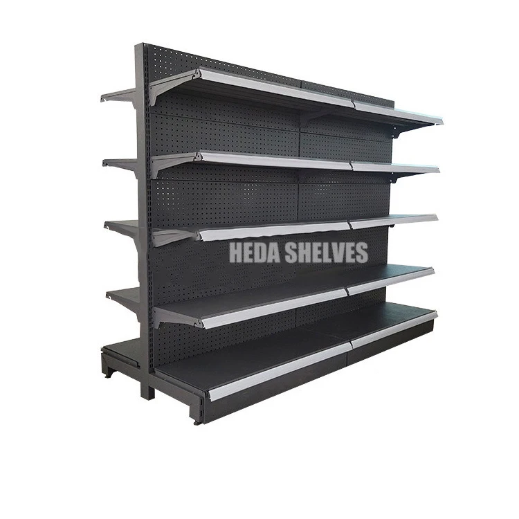 Single Side Supermarket Shelving Steel Wall Shelves Supermarket Rack Display