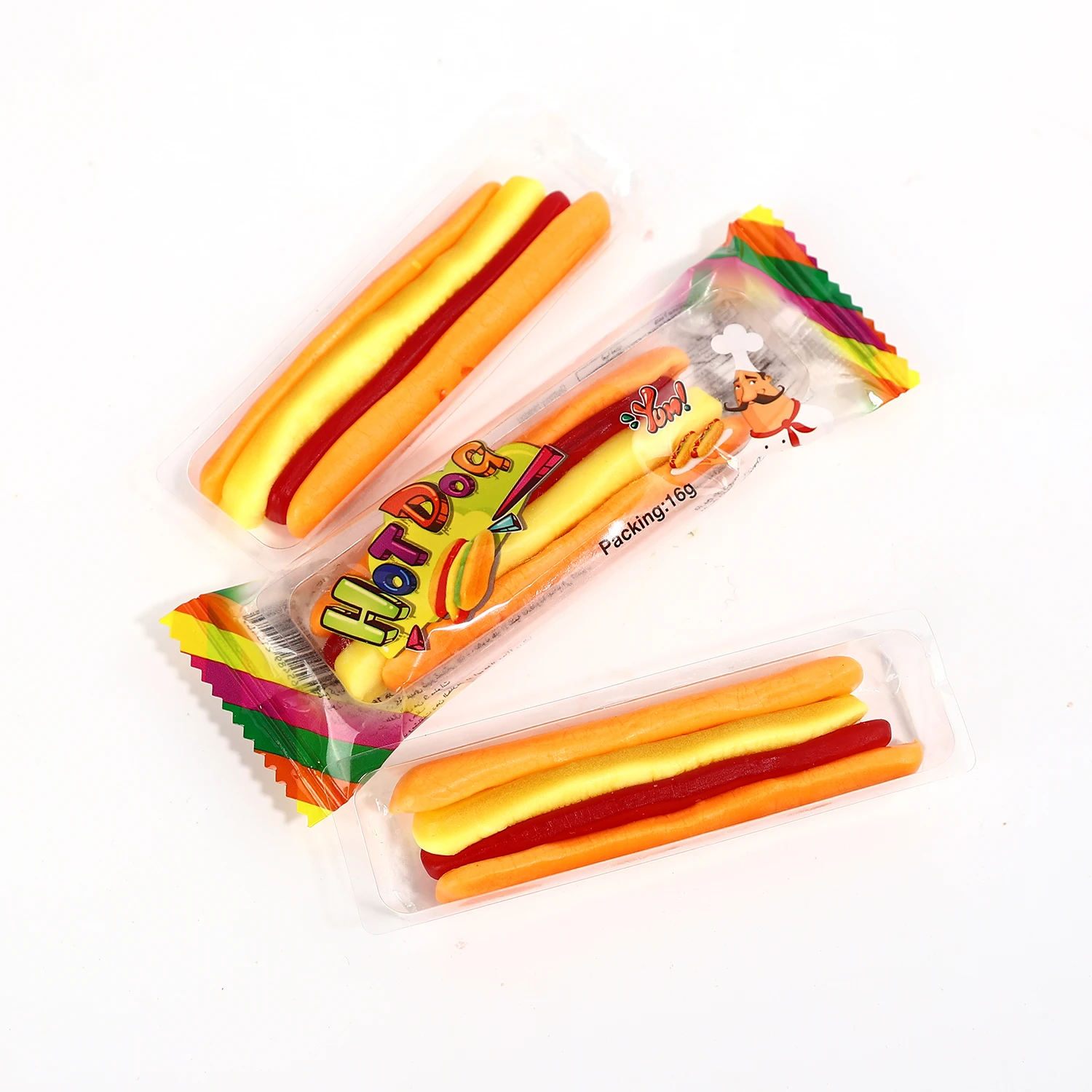 Box packing halal OEM galetin gummy hotdog Halal Gummy Candy Soft Candy Fruity sweets candy factory
