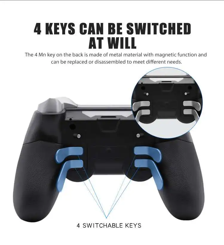 2020 New joystick Controller PS4 Elite Wireless Controller with 4 Paddles headphone jack Dual Vibration Support PC