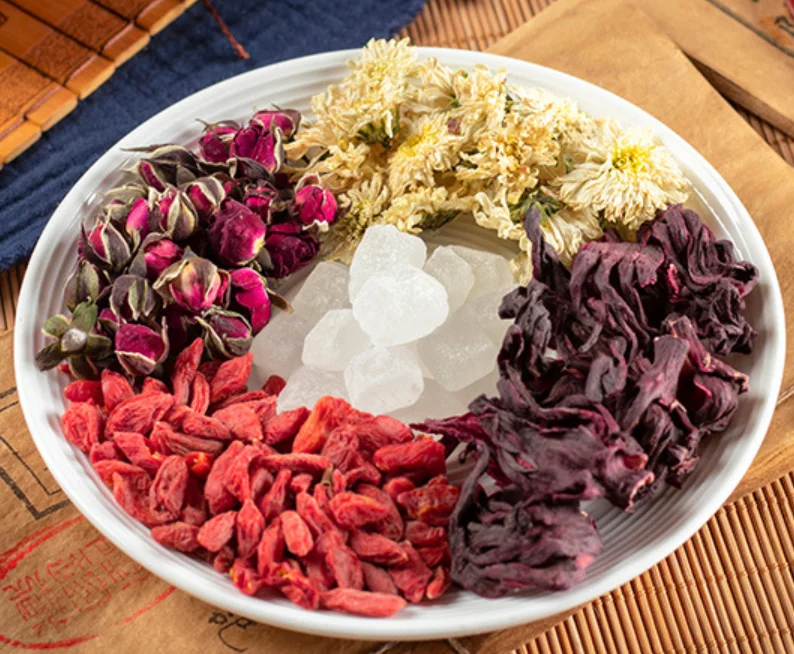 Chinese flower fruits tea Hibiscus red dates chrysanthemum gojiberry beauty detox release herbal tea