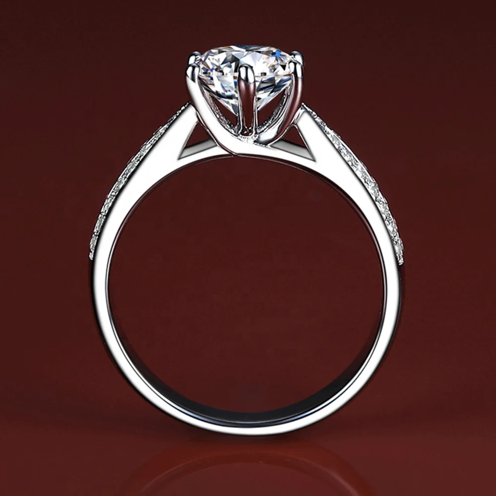 Wholesale Rhodium 925 Sterling Wedding Jewelry Large Stone Silver Solitaire Ring