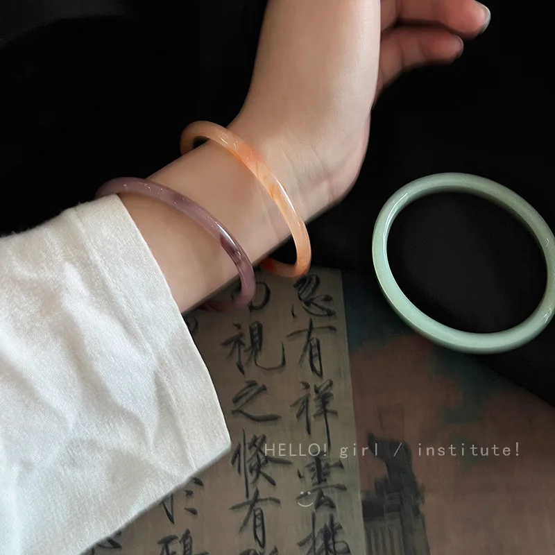 Glass Imitation Jade Bracelet Wholesale Thin Bracelet Jingle Jingle Bracelet Han Chinese Clothing Accessories Bracelet