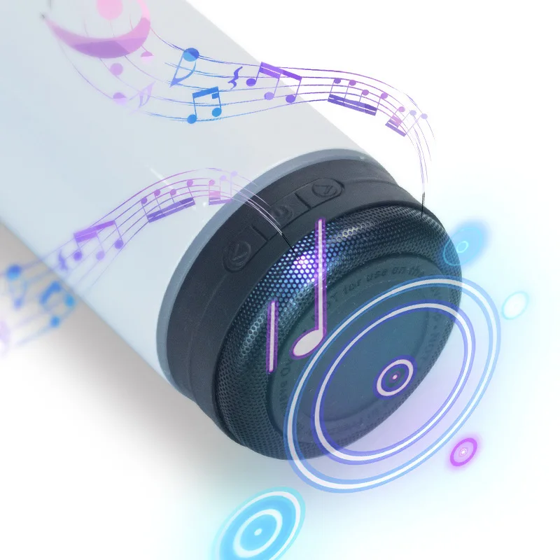 Smart 20oz Bluetooth Music Tumbler Sublimation Wireless USB Charge Straight Thermos Speaker Direct Drinking Adults Office Use