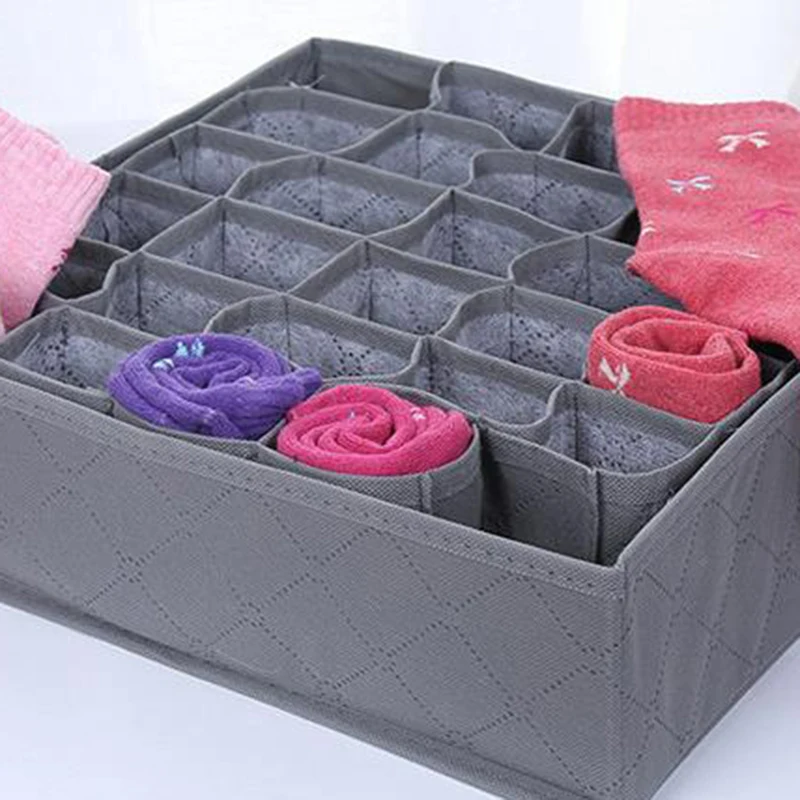 Premium 30 compartments no cover underwear tie storage box bamboo charcoal fiber clothing organizer
