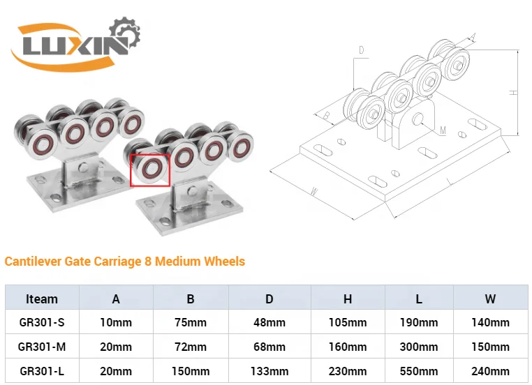 Steel cantilever roller pulley wheel for automatic gates and fencing