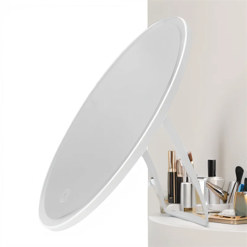 Round Usb Rechargeable Touch Led Portable Smart Makeup Mirror for Girl Beauty