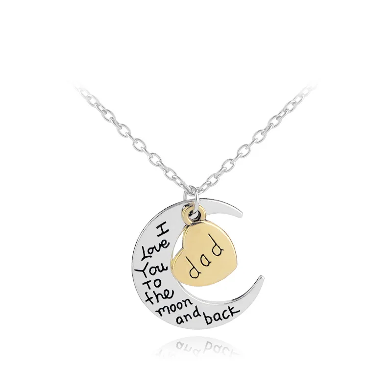 I Love You To The Moon and back pendant necklace Mom dad Aunt Uncle Son Daughter Family Member Necklace