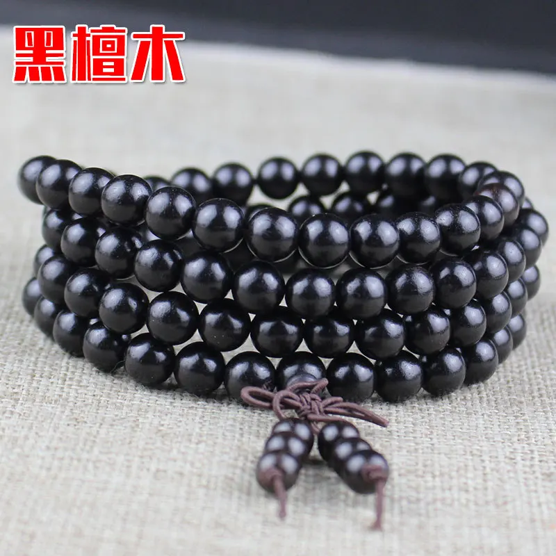 Golden Wood Rosewood Ebony agarwood mala beads Bracelets 108  buddha Beads prayer long rosary tassels bracelet necklace
