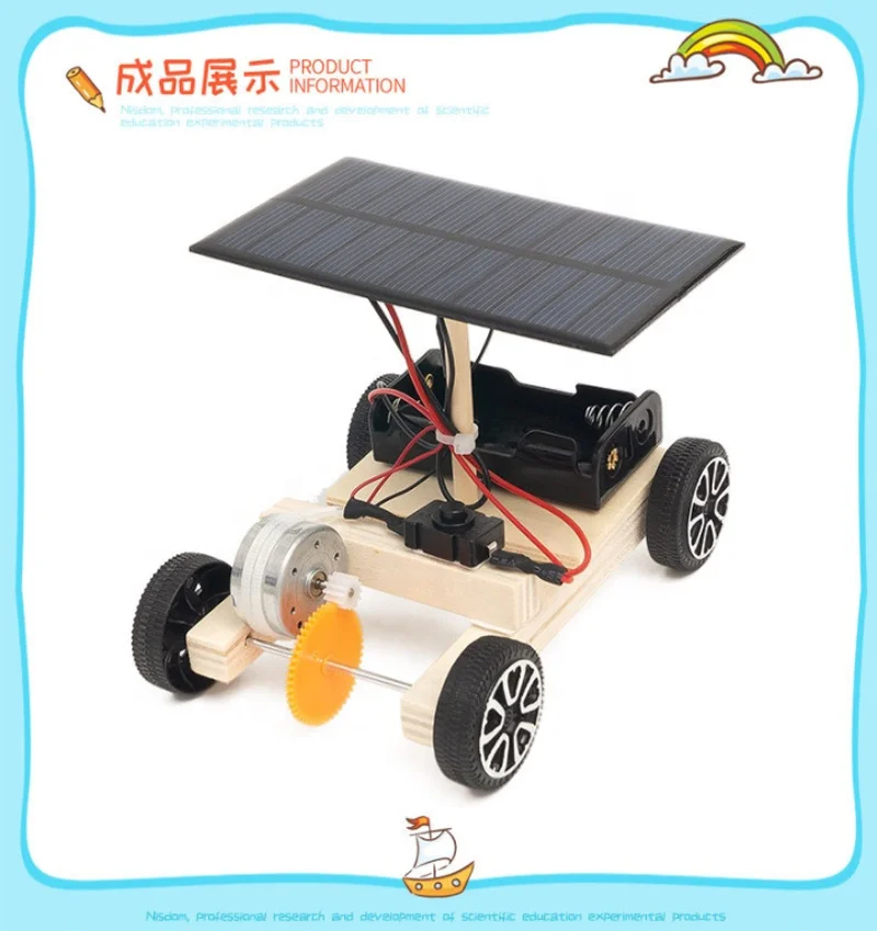 DIY Wooden Solar Powered Car Vehicle Model Robot Toys for Child Student Science Educational Project Funny Gadget Hobby Gift