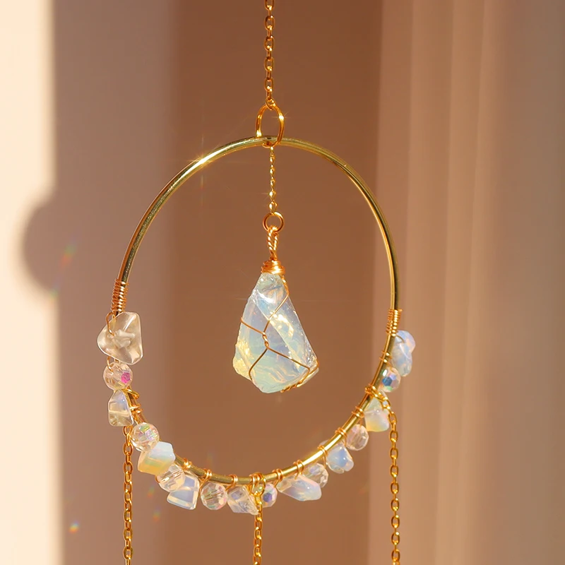 Wholesale circle raw crystal suncatcher rainbow spaces suncatchers  bernstein wave suncatcher