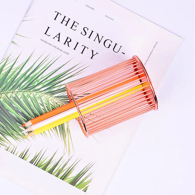 Desk Storage Waterfall Design Iron Simplicity Hollow Pen Holder