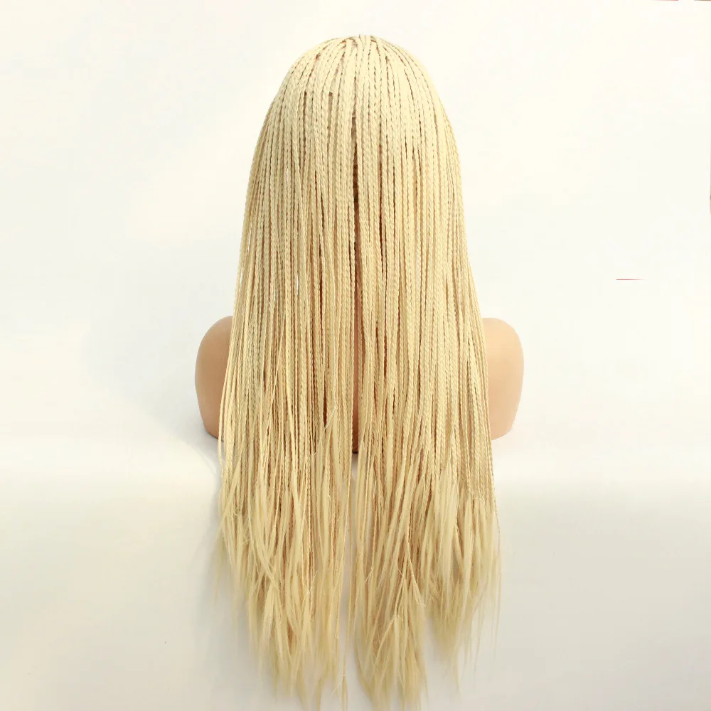 Blonde Synthetic Lace Front Wig For Black Women African American Braided Artificial Hair Braids Wigs Natural Hairline